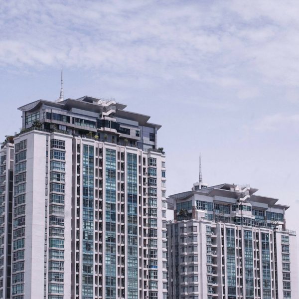 There are many office in the building in bangkok,  Thailand and it look so high in the sky