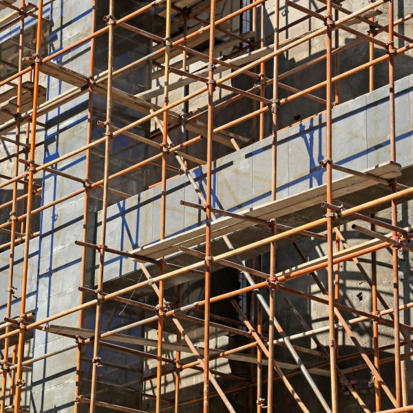 Steel scaffolding for construction site